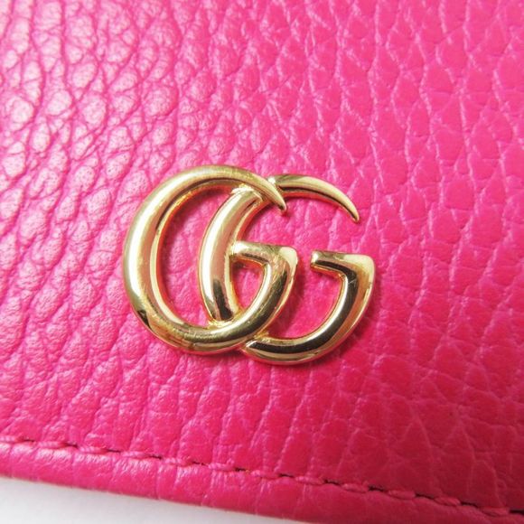 Gucci 456126 GG Marmont Leather Mini Wallet/bifold Wallet Shocking Pink Gold - Picture 9 of 14
